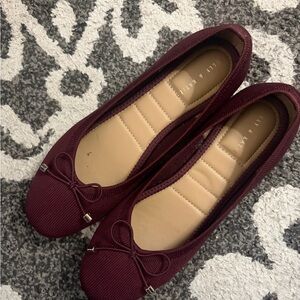 Kelly & Katie Maroon Flats with Bow Detail
